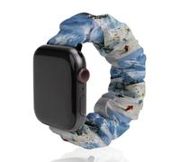 Alpine Mountain Skiing Scene Scrunchie Watch Band Elastic Watch Strap | Cute Printed Watchband,Replacement Wristband Compatible for iWatch