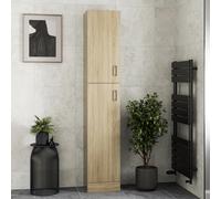Alpine Oak Wood Freestanding Tall Bathroom Storage Cabinet - 1900 x 350mm