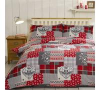 Alpine Patchwork Flannelette Duvet Cover Set with Pillowcase Rapport Home Red King