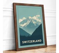 Alpine Peak in White Vintage Framed Wall Art Print A4 Walnut | Ready to Hang, Premium Gi Paper, Fade-Resistant Inks, Securely Packaged, UK Made