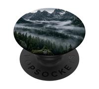 Alpine Peaks Misty Forest Valley Mountain Panorama PopSockets Adhesive PopGrip