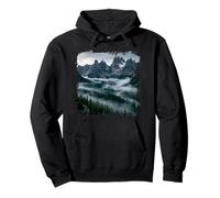 Alpine Peaks Misty Forest Valley Mountain Panorama Pullover Hoodie