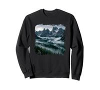 Alpine Peaks Misty Forest Valley Mountain Panorama Sweatshirt