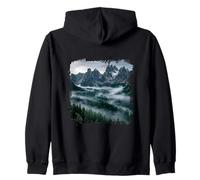 Alpine Peaks Misty Forest Valley Mountain Panorama Zip Hoodie