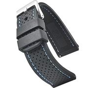 ALPINE Premium Soft Silicone Adjustable Watch Band, Replacement Rubber Watch Band for Women Men, Quick Release Waterproof Watch Bands Compatible with, black and blue, 20MM, rubber watch band