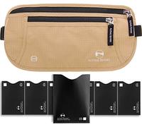Alpine Rivers Money Belt for Travel - RFID Hidden Wallet, Sahara Sand | Five pockets and a hidden front buckle