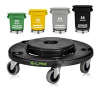 Alpine Rolling Brute Trash Can Dolly - Trash Can Dolly with Wheels/Trash Can Roller Base for Round 20, 32, 44, or 55 Gallon Garbage Bins, Heavy Duty Holds Up to 500lbs (Black)