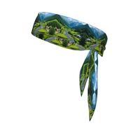 Alpine Scenery Vivid Sky Above Print Head Tie Headbands Athletic Sweatbands for Men Women Head Tie Sport Bandana for Yoga Gym