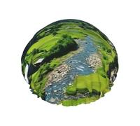 Alpine Scenery Vivid Sky Above Print Reusable Shower Cap For Women Shower Caps With Double-Layer Elastic For Long Hair Bath