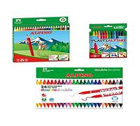 Alpine School Supplies Set: 24 Coloured Pencils + 24 Double Double Markers + 12 Plastialpine Crayons, AL000965