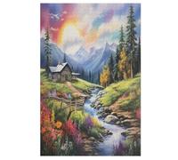 Alpine Serenity 1000 Pieces Wooden Jigsaw Puzzle for Adults Puzzles Brain Exercise Challenge High Difficulty Game for Kids 78×53cm