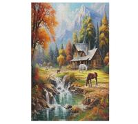 Alpine Serenity 1000 Pieces Wooden Jigsaw Puzzle for Adults Puzzles Brain Exercise Challenge High Difficulty Game for Kids （78×53cm）