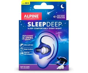 Alpine SleepDeep - Ear Plugs for Sleep - New 3D Oval Shape and Super Soft Reusable Noise Cancelling Ear Plugs - 27dB Noise Reduction - Ideal for Side Sleepers and Block Out Snoring (M/L)