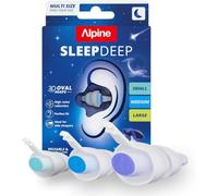 Alpine SleepDeep Earplugs for Sleep, Reusable, 3-Pack (S, M, L), 27 SNR