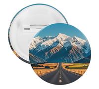 Alpine Snowy Mountain Badge Metal Round Pins, Lightweight Brooch for Backpack, Fashion Button Pins Badge for Shirts, Jackets, Shawl Coat, Unisex, 12PCS, Tinplate, metal round pins