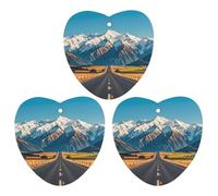 Alpine Snowy Mountain Car Air Freshener, 3 Pcs Love form Hanging Air Freshener Cards, Long Lasting Fragrance Scented Cards for Car, Home, Office Gray-style