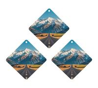 Alpine Snowy Mountain Car Air Freshener, 3 Pcs Rhombus Hanging Air Freshener Cards, Long Lasting Fragrance Scented Cards for Car, Home, Office White-style