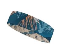 Alpine Snowy Mountain Headbands for Women & Men Sports Headband, Fits All Head Sizes, Ultra Absorbent & Non-Slip Sweatband for Running, Yoga, Gym