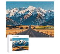 Alpine Snowy Mountain Puzzle for Adults Wooden Jigsaw Puzzle for Mother's Day Premium Puzzle with Unique Art Design Challenging Brain Teaser Birthday Gift for All Ages 500 PCS