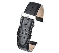 ALPINE Soft Stitched Semi Padded Genuine Leather Buffalo Grain Watch Band in Extra Long length for Wider Wrists ONLY- Black, Brown, Tan in Sizes 18mm to 26mm (fits Wrist Sizes 7 1/2 to 9 inch)