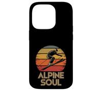 Alpine Soul Vintage Sunset Retro Skier Silhouette Ski Resort Case for iPhone 14 Pro