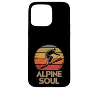 Alpine Soul Vintage Sunset Retro Skier Silhouette Ski Resort Case for iPhone 15 Pro Max