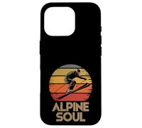 Alpine Soul Vintage Sunset Retro Skier Silhouette Ski Resort Case for iPhone 16 Pro