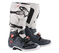 Alpine Stars Tech 7 MX Boots UK 10 Dark Gray Light Gray Red Fluo