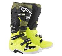Alpine Stars Tech 7 MX Boots UK 10 Yellow Fluo Military Green Blk