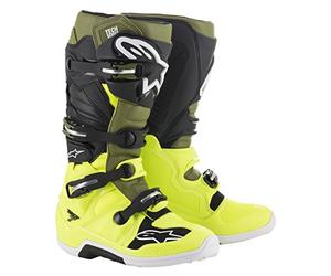 Alpine Stars Tech 7 MX Boots UK 10 Yellow Fluo Military Green Blk