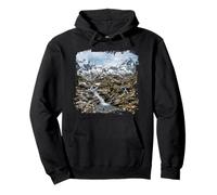 Alpine Stream Rocky Valley Snow Peak Panorama Pullover Hoodie