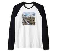 Alpine Stream Rocky Valley Snow Peak Panorama Raglan Baseball Tee