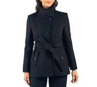 alpine swiss Bella Womens Black Wool Coat Button Up Jacket Belted Blazer XL