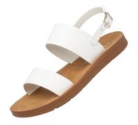 alpine swiss Beth Womens Sandals | Flat Two Strap Buckle Summer Shoes | Comfortable Everyday Footbed Slides | Casual Slip On Sandals for Women White 10 M US
