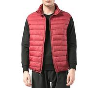 alpine swiss Clark Mens Puffer Vest Down Alternative Water Resistant Packable Outerwear Zip Up Pockets Warm Versatile Layer Red XL