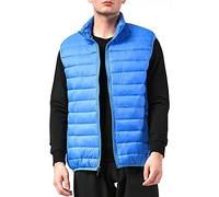 alpine swiss Clark Mens Puffer Vest Down Alternative Water Resistant Packable Outerwear Zip Up Pockets Warm Versatile Layer BLU Large