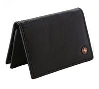 alpine swiss Classic Leather Business Card Wallet with ID Window - Expandable Pocket - Thin Slim Billfold Credit Card Case