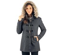 alpine swiss Duffy Womens Gray Wool Coat Fur Trim Hooded Parka Jacket Medium