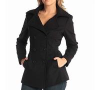 alpine swiss Emma Womens Peacoat Double Breasted Overcoat 3/4 Length Wool Blazer Black XL
