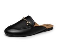 Alpine Swiss Erin Womens Flat Mules Loafers Round Toe Blackless Slide on Shoes, Black, 8 UK