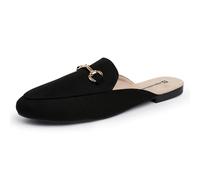 Alpine Swiss Erin Womens Flat Mules Loafers Round Toe Blackless Slide on Shoes, Microsuede Black, 7 UK