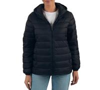 alpine swiss Eva Women’s Hooded Puffer Jacket | Lightweight Down Alternative Coat | Warm Water-Resistant Packable Winter Outerwear with Zip Pockets BLK M