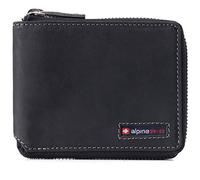 alpine swiss Logan Zipper Bifold Wallet | All-Around Zip Closure | 13 Card Slots 2 Bill Sections | RFID Protected Premium Leather | Gift Box Nubuck Black