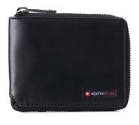 alpine swiss Logan Zipper Bifold Wallet for Men or Women RFID Safe Hampton Collection Glossy Nappa Black