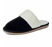 alpine swiss Lucy Womens Genuine Suede Memory Foam Scuff Slippers Black US 6