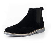 alpine swiss Mens Chelsea Boots Genuine Suede Dress Ankle Boots Wingtip Shoes Black 8 M US
