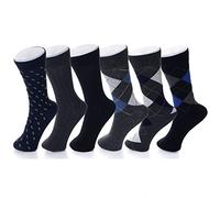 alpine swiss Mens Cotton 6 Pack Dress Socks Solid Ribbed Argyle Shoe Size 6-12 Multicolor
