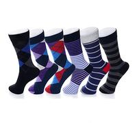 alpine swiss Mens Cotton 6 Pack Dress Socks Striped & Argyle Bold Color Pack