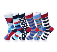 alpine swiss Mens Cotton 6 Pack Dress Socks Striped & Argyle Bright Color Pack