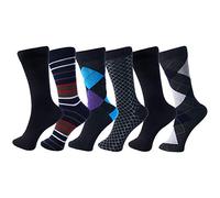 alpine swiss Mens Cotton 6 Pack Dress Socks Striped & Argyle Casual Pack